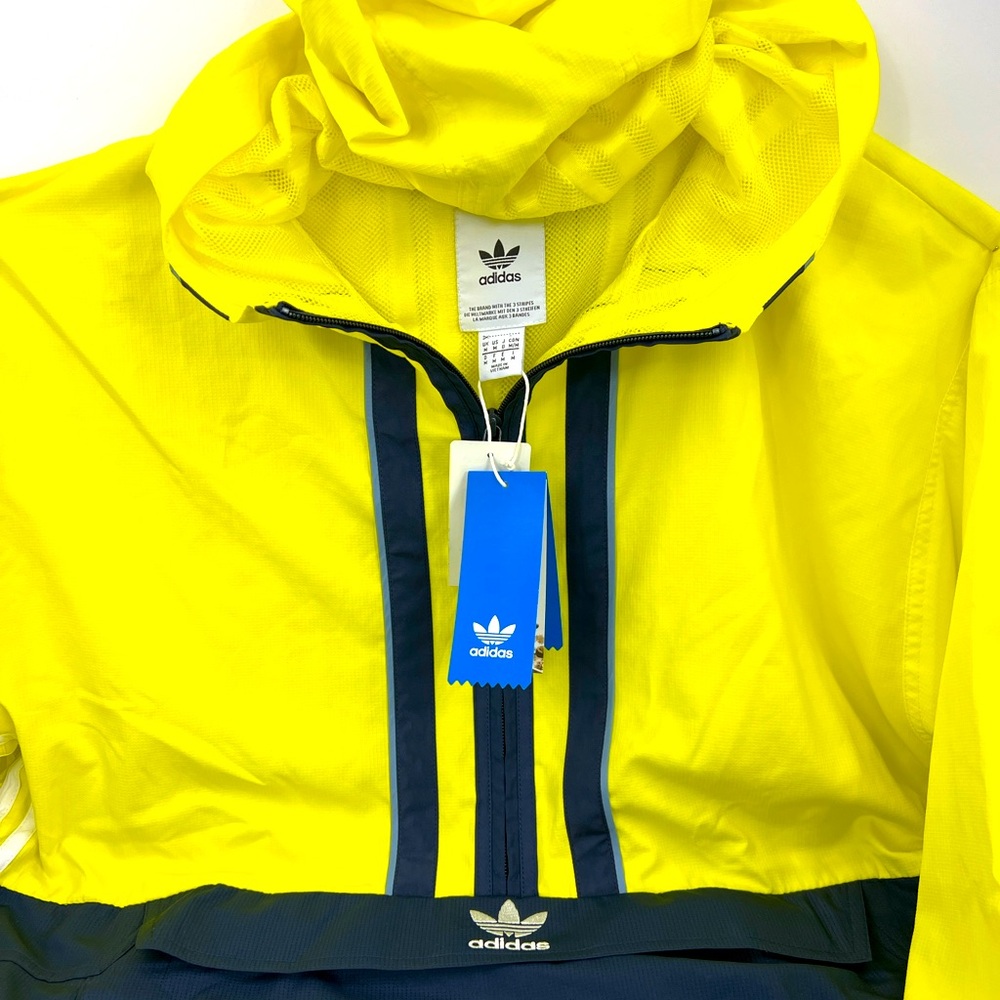 ADIDAS ORIGINAL WINDBREAKER, ANORAK HOODIE,YELLOW & BLUE,MEDIUM,100% POLYESTER - Picture 8 of 16